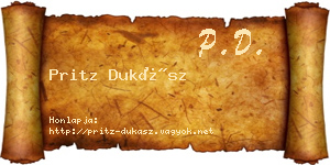 Pritz Dukász névjegykártya